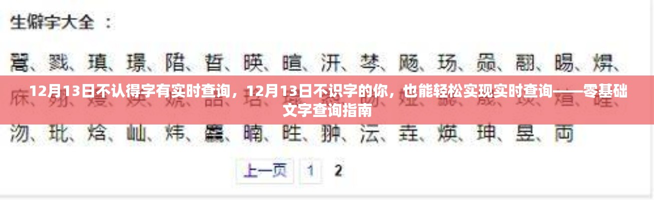 零基礎(chǔ)文字查詢指南，不識(shí)字也能輕松實(shí)現(xiàn)實(shí)時(shí)查詢（針對(duì)12月13日）