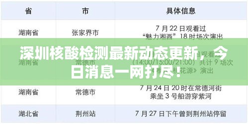 深圳核酸檢測最新動態(tài)更新，今日消息一網打盡！